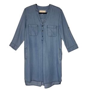 Chambrai Los Angeles Dress Blue Chambray Denim Shirt Dress Size M Casual, Preppy